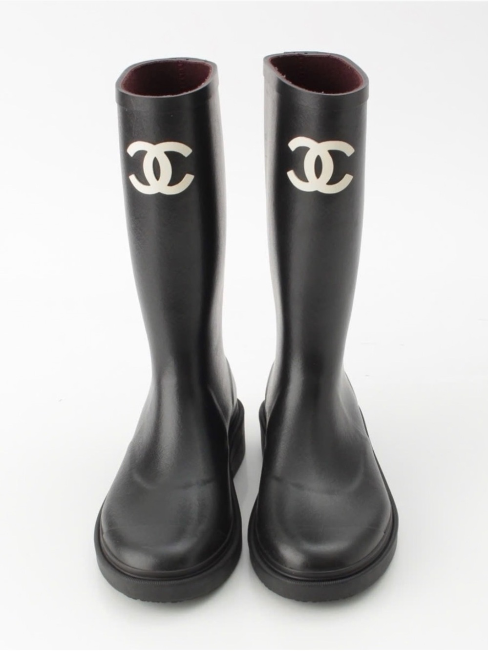 Chanel Black High Rubber Caoutchouc CC Boots / Size EU38 / Sold Out Everywhere